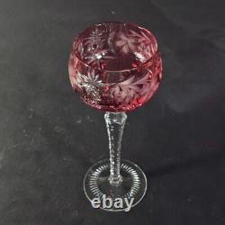 NACHTMANN TRAUB RUBY TALL WINE HOCK, Cut Lead Crystal, 8 1/4, 6 OZ, GERMANY