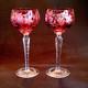 NACHTMANN TRAUB RUBY TALL WINE HOCK GLASSES, Cut Lead Crystal, 8 1/4, 8 Oz, 2PC