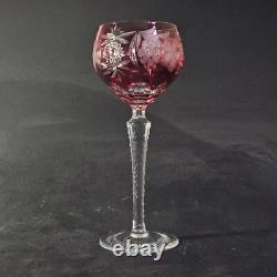 NACHTMANN TRAUB RUBY TALL WINE HOCK GLASSES, Cut Lead Crystal, 8 1/4, 8 Oz, 2PC