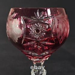 NACHTMANN TRAUB RUBY TALL WINE HOCK GLASSES, Cut Lead Crystal, 8 1/4, 8 Oz, 2PC