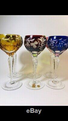 NACHTMANN TRAUBE Vintage Color Crystal. 6 7/8 Wine Hock SET OF 6! Rare STUNNING