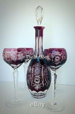 NACHTMANN Traube Amethyst Purple Crystal 15 Wine Decanter and 4 Hock Goblets