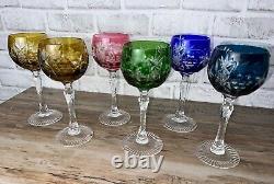 NACHTMANN Traube Cut to Clear Crystal Tall Hock Wine Glasses 7.75 set of 6