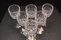 NEW 6 1/2 Waterford Crystal Colleen Tall Stem Claret Wine Glasses Goblets Stems