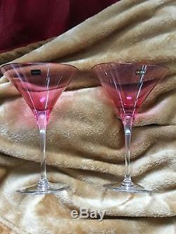 NEW FLAWLESS Stunning 2 HOYA Crystal Desire MARTINI COSMO CHAMPAGNE WINE GLASSES