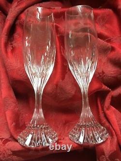 NEW FLAWLESS Stunning BACCARAT France Pair MASSENA Crystal CHAMPAGNE FLUTES WINE