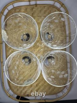 NEW Lenox Fine Crystal Bellina Wine Glasses Etched Floral Sprigs 8oz 8 5/8 Tags