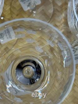 NEW Lenox Fine Crystal Bellina Wine Glasses Etched Floral Sprigs 8oz 8 5/8 Tags