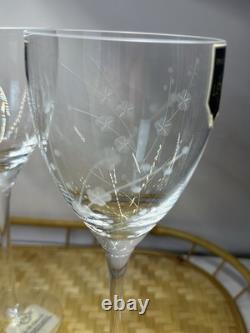 NEW Lenox Fine Crystal Bellina Wine Glasses Etched Floral Sprigs 8oz 8 5/8 Tags