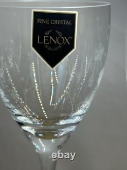 NEW Lenox Fine Crystal Bellina Wine Glasses Etched Floral Sprigs 8oz 8 5/8 Tags