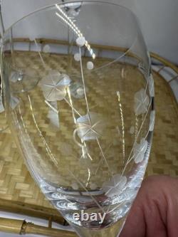 NEW Lenox Fine Crystal Bellina Wine Glasses Etched Floral Sprigs 8oz 8 5/8 Tags