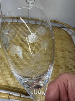 NEW Lenox Fine Crystal Bellina Wine Glasses Etched Floral Sprigs 8oz 8 5/8 Tags
