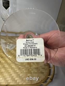 NEW Lenox Fine Crystal Bellina Wine Glasses Etched Floral Sprigs 8oz 8 5/8 Tags