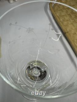 NEW Lenox Fine Crystal Bellina Wine Glasses Etched Floral Sprigs 8oz 8 5/8 Tags