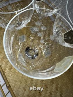 NEW Lenox Fine Crystal Bellina Wine Glasses Etched Floral Sprigs 8oz 8 5/8 Tags