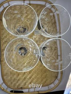 NEW Lenox Fine Crystal Bellina Wine Glasses Etched Floral Sprigs 8oz 8 5/8 Tags