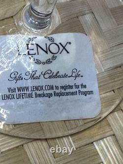 NEW Lenox Fine Crystal Bellina Wine Glasses Etched Floral Sprigs 8oz 8 5/8 Tags