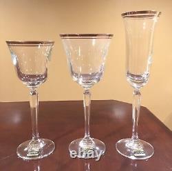 NEW Mikasa Crystal Wheaton Gold Trim TS101 8 Champagne 8 Wine Glasses 8 Goblets