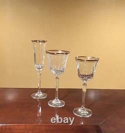 NEW Mikasa Crystal Wheaton Gold Trim TS101 8 Champagne 8 Wine Glasses 8 Goblets