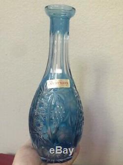 NEW Nachtmann Traube Wine Decanter Baby Blue Glasses Cut to Clear Crystal Set