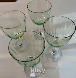 NEW OLD STOCK BACCARAT AQUARELLE GREEN WINE GLASS Set of FOUR (4) FREE SHIPPING