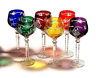 NEW POLISH CRYSTAL! Hand Cut Multi-Colored Wine Goblet Set of Six Great Gift