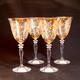 NEW ROGASKA VENETIAN AMBER WINE GLASSES, Etched Lead Crystal, 4PC
