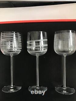 NEW Salviati Crystal Wine Glasses NIB Set of 6 Clear, Etched design