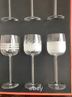 NEW Salviati Crystal Wine Glasses NIB Set of 6 Clear, Etched design