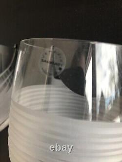 NEW Salviati Crystal Wine Glasses NIB Set of 6 Clear, Etched design