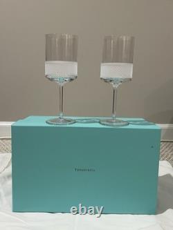 NEW Tiffany & Co. Diamond Point Lead Crystal Wine Glass Clear Slovenia With Box