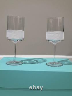 NEW Tiffany & Co. Diamond Point Lead Crystal Wine Glass Clear Slovenia With Box