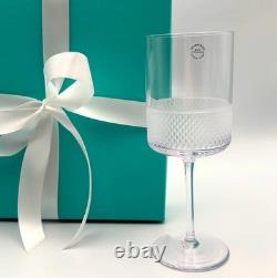 NEW Tiffany & Co. Diamond Point Lead Crystal Wine Glass Clear Slovenia With Box