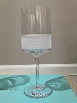 NEW Tiffany & Co. Diamond Point Lead Crystal Wine Glass Clear Slovenia With Box