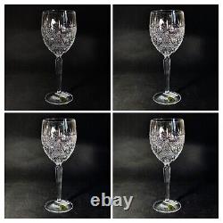 NEW WATERFORD SEAHORSE NOUVEAU WINE GLASSES, Cut Lead Crystal, 4PCS In Box