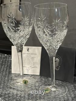 NEW Waterford Crystal PALM TREE Wine Glasses MASTER CRAFTED SIGNED COUGHLAN 2007