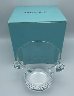 NIB Vintage TIFFANY & CO. Crystal Champagne Wine Ice Bucket with Scroll Handles