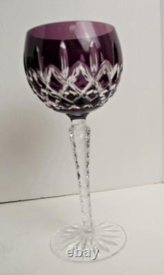 NICE Bohemian Lead Crystal Cut to Clear Set of Four Magnum Wine Goblets Glasses