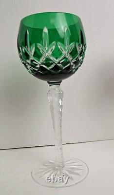 NICE Bohemian Lead Crystal Cut to Clear Set of Four Magnum Wine Goblets Glasses