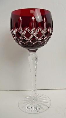 NICE Bohemian Lead Crystal Cut to Clear Set of Four Magnum Wine Goblets Glasses