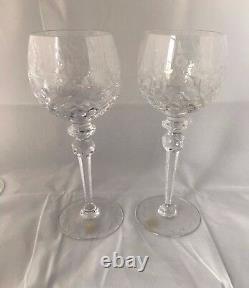 NWT Set of 6 Rogaska GALLIA 8 Exquisite Crystal WINE Glasses/Stems Floral Etch