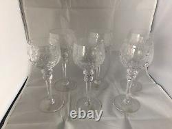 NWT Set of 6 Rogaska GALLIA 8 Exquisite Crystal WINE Glasses/Stems Floral Etch