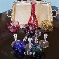 Nachtmann Bleikristall Color CRYSTAL CUT CLEAR BOHEMIAN DECANTER WINE GLASSES DR