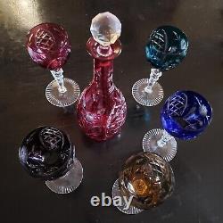 Nachtmann Bleikristall Color CRYSTAL CUT CLEAR BOHEMIAN DECANTER WINE GLASSES DR