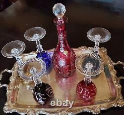 Nachtmann Bleikristall Color CRYSTAL CUT CLEAR BOHEMIAN DECANTER WINE GLASSES DR