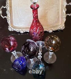 Nachtmann Bleikristall Color CRYSTAL CUT CLEAR BOHEMIAN DECANTER WINE GLASSES DR