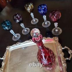 Nachtmann Bleikristall Color CRYSTAL CUT CLEAR BOHEMIAN DECANTER WINE GLASSES DR