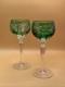 Nachtmann Bleikristall emerald green Grape Cut To Clear Wine Glass Set Of 2