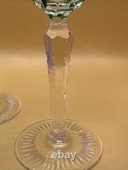 Nachtmann Bleikristall emerald green Grape Cut To Clear Wine Glass Set Of 2
