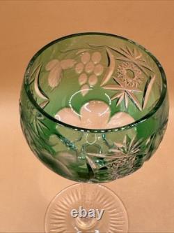Nachtmann Bleikristall emerald green Grape Cut To Clear Wine Glass Set Of 2
